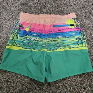Colorful Beach Scene Swim Shorts